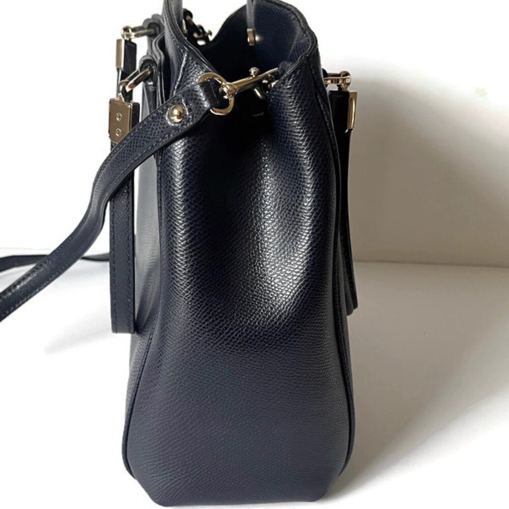 Coach F34663 Minetta Leather Handbag Satchel Midnight Blue Navy Crossbody Purse - Picture 4 of 10